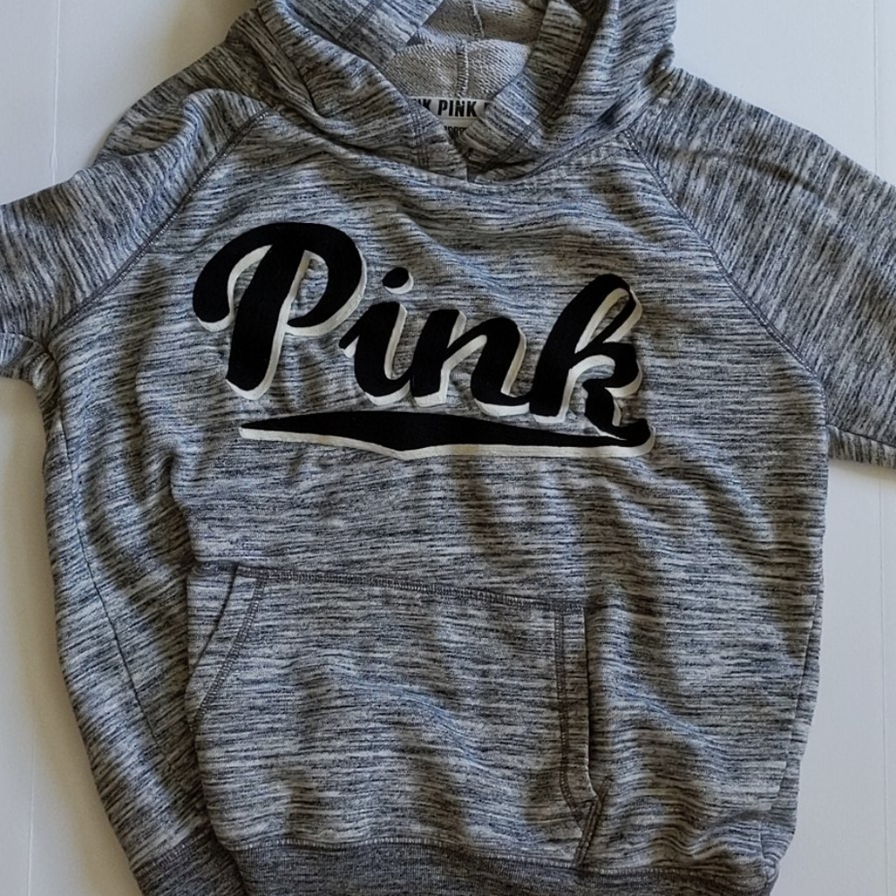 Grey & white Pink Hoodie sweatshirt